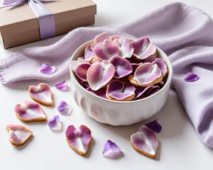 Romantic Valentine's Day Gift with Rose Petals and Homemade Baked Treats Gen AI - 723265962