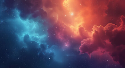 some clouds and stars around a colored backdrop in