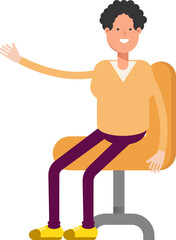 Fototapeta premium Man Character Sitting on Office Chair 