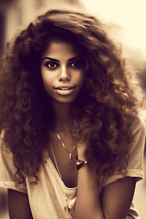 Fototapeta premium Close-up portrait of beautiful strong African American woman with engaging expression