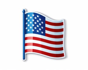 I Voted Sticker Isolated on American Flag. Curled-Up Design for Election Day to Show Your Voting