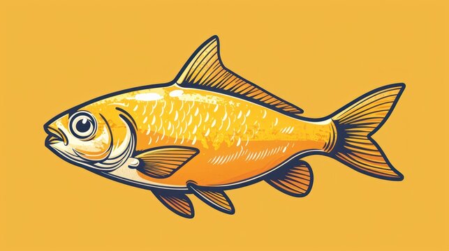 recommend clip art:  a fish on a yellow background with a black outline and a white outline on the bottom of the fish is a yellow background with a black outline and white outline.