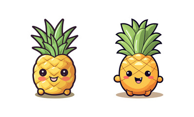 cute pineapple cartoon character in a kawaii style