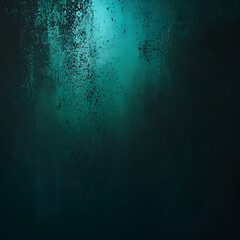A dark background, glowing light, and a gradient of teal, green, and blue, enhanced by a glowing noise texture.