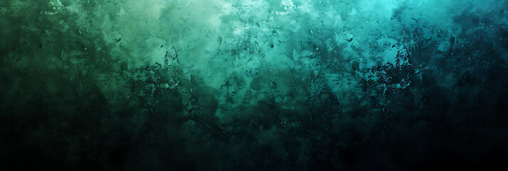 A dark background, glowing light, and a gradient of teal, green, and blue, enhanced by a glowing noise texture.
