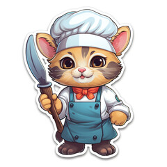A Cartoon Chef Cat Sticker