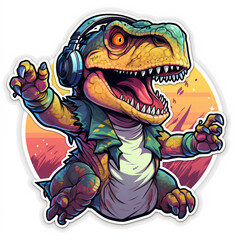 A Dancing T. rex Sticker