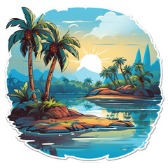 Fototapeta na wymiar A Island Paradise Sticker