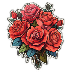 A Bouquet of Red Roses Sticker