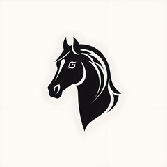 a black and white horse head logo template