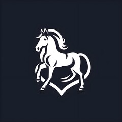 a horse in heart shape logo on a black background,