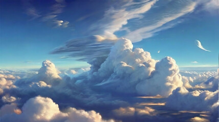 beautiful blue sky with clouds from above Ai Generated