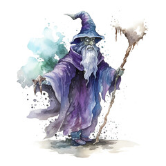 Beautiful Wizard Watercolor Clipart, Perfect Design for Your Project and Creations, Ai Generative