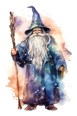 Beautiful Wizard Watercolor Clipart, Perfect Design for Your Project and Creations, Ai Generative