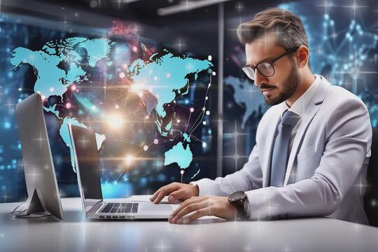 consulting innovative technology busi . seamless looping time-lapse animation video background