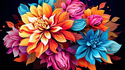 Fototapeta na wymiar Nature beauty multi color flower abstract illustration design generated by ai