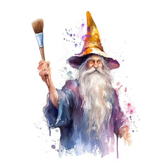Beautiful Wizard Watercolor Clipart, Perfect Design for Your Project and Creations, Ai Generative