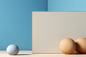 Fototapeta na wymiar Realistic 3D square frame standing in a blue background.