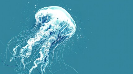  a close up of a jellyfish floating in the water with bubbles on the bottom of it's head and a body of water in the bottom of it's water. - obrazy, fototapety, plakaty
