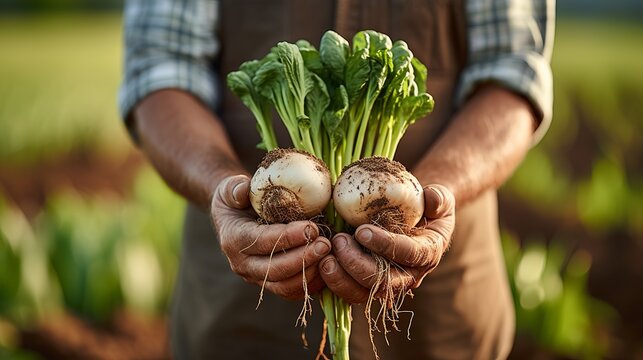 Organic vegetables. farmers hands inspecting young potatoes plants. fresh bio potatoes
