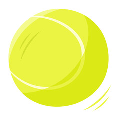Single hand draw ball for tennis isolated on white background. Sport equipment for table tennis game. Vector illustration. Flat style. White and yellow colors. Tennis icon.