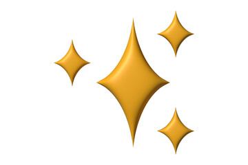 3D Gold star sparkle emoji. Cute shiny star shaped object.  Festive decoration twinkling stars.