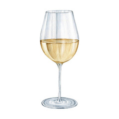 Watercolor wineglass clipart Illustration