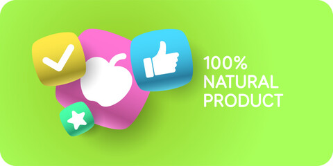 Original poster for natural products. Vector illustration in a flat style. Isolated images in a flat style.