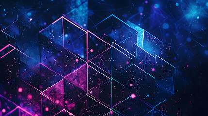 Neon Lattice Dreams: Abstract Tech Composition in Blue and Purple