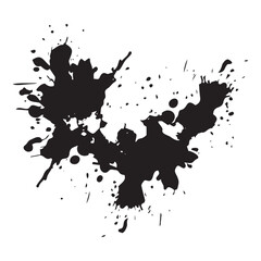 Ink brush stroke isolated on transparent background, paint splatter, artistic design Ink splash. High quality manually traced. Drop element, Rough stain with  smudge, spray paint blot