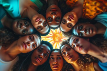 Celebrating The Diversity Of Women: Inclusive And Eye-Catching Artwork, Symmetrical And Centered, With Ample Copy Space