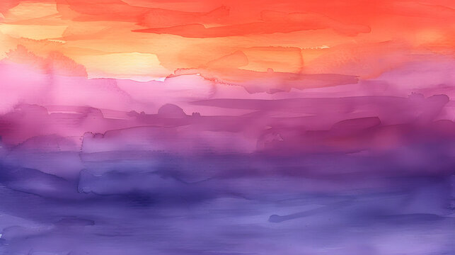 Pastel Horizon Serenity: Ethereal Abstract Watercolor Sunset
