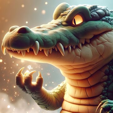 Closeup crocodile making magic formula
