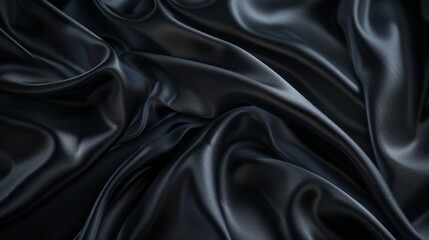 Fototapeta premium Close-up of Black Silk Material With Fine Weave Texture