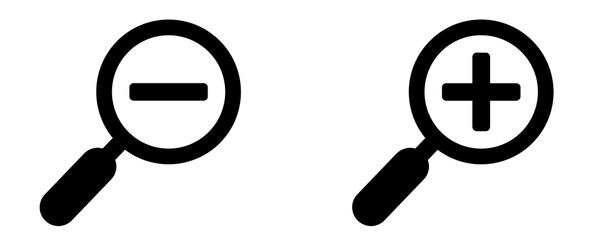 Zoom In and Zoom Out Icons on Transparent Background, Enhance Your Design with Clear Visuals, PNG