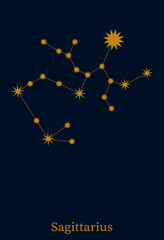 Sagittarius zodiac constellation. Astronomical symbol horoscope. Vector illustration minimalist style.