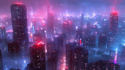 Cyberpunk-inspired neon cityscapes with intricate details and a futuristic color palette