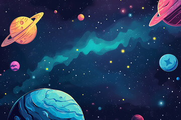 Space background cartoon for kids.