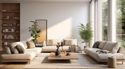 Fototapeta premium 3d rendering of a modern and cozy living room