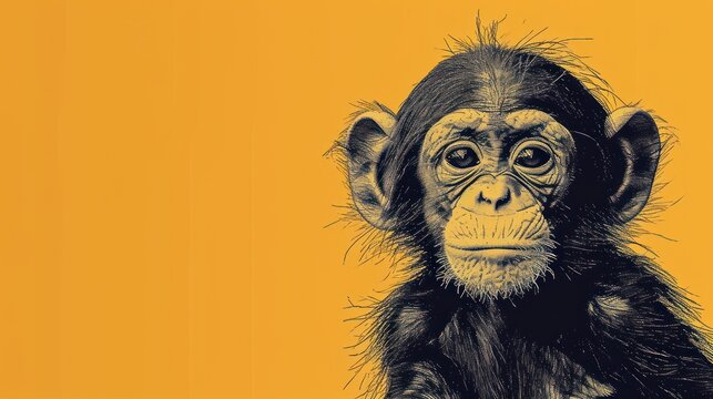  a black and white picture of a monkey on a yellow background with a black and white picture of a monkey on a yellow background with a black and white picture of a.