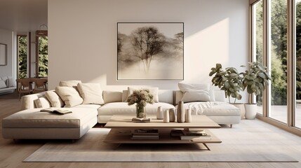 3d rendering of a modern and cozy living room