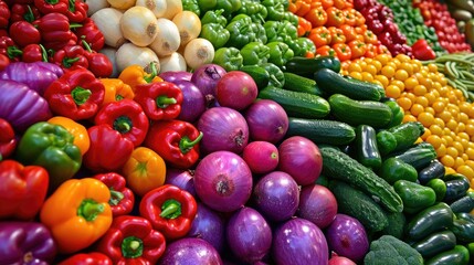 Vibrant Display of Fresh Vegetables at Market