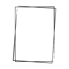 Frame border, grunge shape icon, vertical rectangle decorative doodle element for design in vector illustration