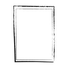 Frame border, grunge shape icon, vertical rectangle decorative doodle element for design in vector illustration