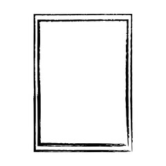 Frame border, grunge shape icon, vertical rectangle decorative doodle element for design in vector illustration