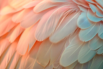 Colorful pastel of bird feathers wallpaper background.