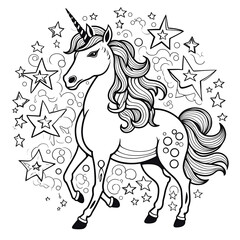 Obraz na płótnie Canvas Beautiful Unicorn Coloring Page, Perfect Design For your Project and Creations, Ai Generative