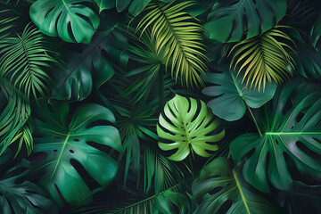 Tropical exotic leaves background.