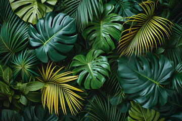 Fototapeta premium Tropical exotic leaves background.