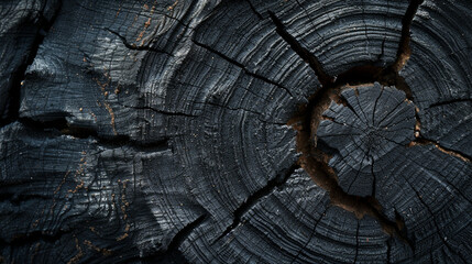 Charred wood texture from a piece of wood left in a campfire, wood texture, background